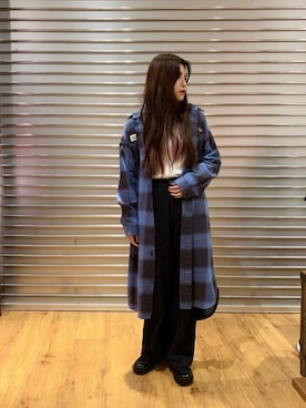 「サックスブルー」｜「アイテム（シャツワンピース）」を使った、nanakaさん（レディース・159cm）の夏コーディネート