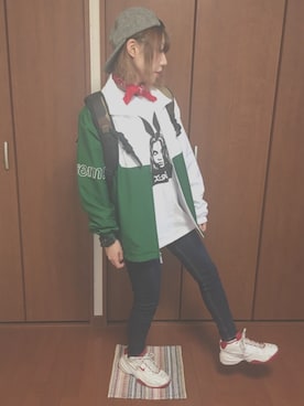 「LACOSTE」｜「アイテム（ナイロンジャケット）」を使った、ありあり。さん（レディース・152cm）の春コーディネート