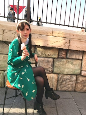 「レトロワンピース」｜「アイテム（その他）」を使った、AZ さん（レディース・163cm）の冬コーディネート