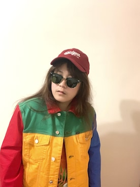 「Guess（ゲス）のアイテム（デニムジャケット）」を使った、C.V.さん（レディース・165cm）の春コーディネート
