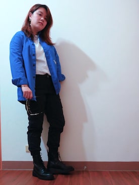 「PULL&BEAR（プルアンドベア）のアイテム（ブーツ）」を使った、C.V.さん（レディース・165cm）の春コーディネート