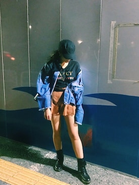 「ショーパン」｜「アイテム（デニムジャケット）」を使った、nadineさん（レディース・155cm）の秋コーディネート