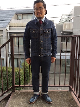 「アイテム（ネクタイ、レッド系）」を使った、gunken5さん（メンズ・171cm）の春コーディネート