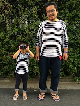 「DIFFEDUCATION（ディフデュ　ケーション）のアイテム（Tシャツ/カットソー）」を使った、gunken5さん（メンズ・171cm）の夏コーディネート
