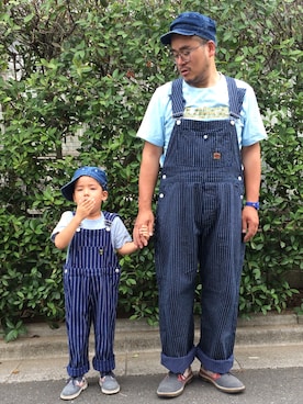 「ワークキャップ」｜「アイテム（サロペット/オーバーオール）」を使った、gunken5さん（メンズ・171cm）の夏コーディネート