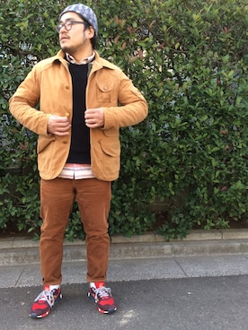 「アイテム（ニットキャップ/ビーニー、ブルー系）」を使った、gunken5さん（メンズ・171cm）の冬コーディネート