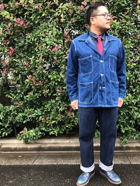 「アイテム（その他シューズ、ブルー系）」を使った、gunken5さん（メンズ・171cm）の秋コーディネート