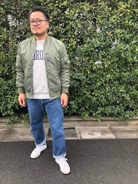 「alpha」｜「アイテム（ブルゾン）」を使った、gunken5さん（メンズ・171cm）の冬コーディネート