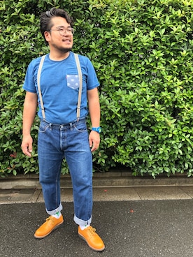「crane（クレイン）のSATK/ワイドサスペンダー（サスペンダー）」を使った、gunken5さん（メンズ・170cm）の夏コーディネート