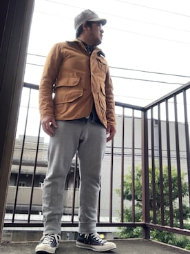 「ワークキャップ」｜「アイテム（カバーオール）」を使った、gunken5さん（メンズ・171cm）の冬コーディネート