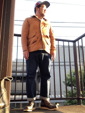 「ハンティングジャケット」｜「アイテム（カバーオール）」を使った、gunken5さん（メンズ・171cm）の春コーディネート