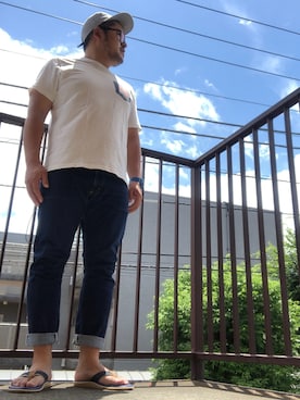 「Denime（ドゥニーム）のアイテム（キャップ）」を使った、gunken5さん（メンズ・171cm）の夏コーディネート