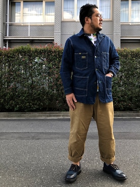 「Pherrow's（フェローズ）のアイテム（チノパンツ）」を使った、gunken5さん（メンズ・171cm）の秋コーディネート
