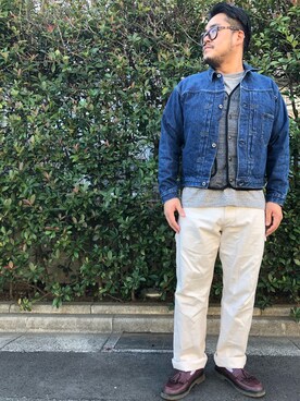 「Pherrow's（フェローズ）のアイテム（ベスト）」を使った、gunken5さん（メンズ・171cm）の秋コーディネート