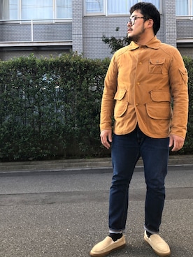 「ハンティングジャケット」｜「アイテム（カバーオール）」を使った、gunken5さん（メンズ・171cm）の冬コーディネート