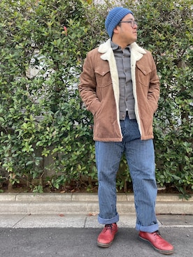 「ジージャン」｜「アイテム（ブルゾン）」を使った、gunken5さん（メンズ・171cm）の冬コーディネート
