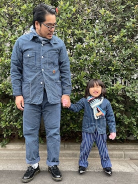 「親子でおそろい」｜「アイテム（オールインワン・サロペット）」を使った、gunken5さん（メンズ・171cm）の冬コーディネート