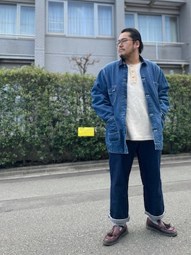 「アイテム（チノパンツ、ブルー系）」を使った、gunken5さん（メンズ・171cm）の冬コーディネート
