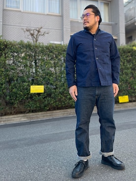 「CAL O LINE（キャルオーライン）のアイテム（デニムジャケット）」を使った、gunken5さん（メンズ・171cm）の冬コーディネート