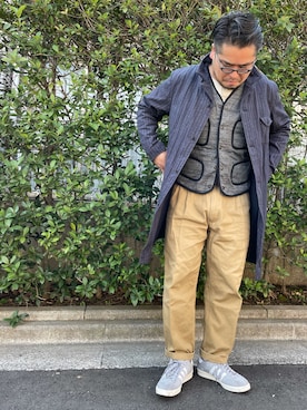 「Pherrow's（フェローズ）のアイテム（チノパンツ）」を使った、gunken5さん（メンズ・171cm）の冬コーディネート