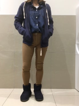 「超極暖ヒートテック」｜sacoさん（レディース・148cm）の春コーディネート