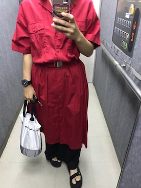 「SM2（エスエムツー）のアイテム（シャツワンピース）」を使った、sacoさん（レディース・148cm）の秋コーディネート