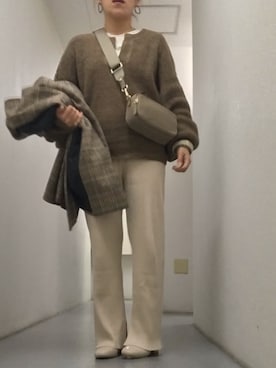 「ブラウンニット」｜「アイテム（その他アウター）」を使った、sacoさん（レディース・148cm）の冬コーディネート