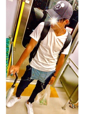 「Rodeo Crowns（ロデオクラウンズ）のアイテム（オールインワン・サロペット）」を使った、U太郎さん（メンズ・168cm）の春コーディネート