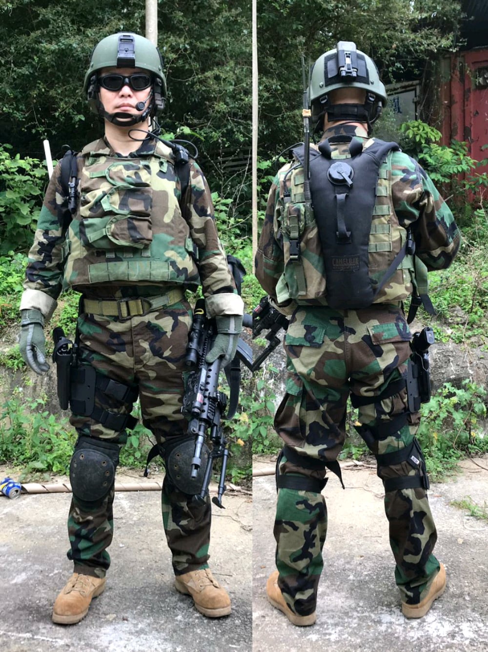 その他のミリタリージャケット、その他のポーチ、ブラック系のパスポートケースを着用したメンズの春コーディネートの1枚目の写真