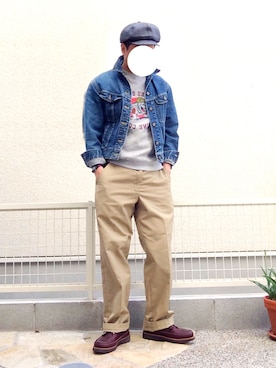 「CUSHMAN（クッシュマン）のアイテム（帽子）」を使った、ノッティーさん（メンズ・179cm）の春コーディネート