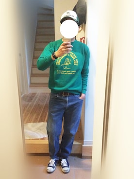 「505」｜「アイテム（スニーカー）」を使った、ノッティーさん（メンズ・179cm）の春コーディネート