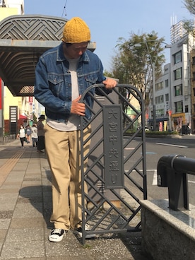 「ジャックパーセル」｜「アイテム（デニムジャケット）」を使った、ノッティーさん（メンズ・179cm）の春コーディネート