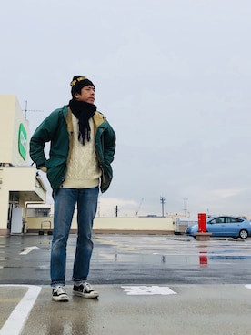 「505」｜「アイテム（マウンテンパーカー）」を使った、ノッティーさん（メンズ・178cm）の冬コーディネート