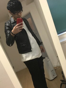 「Buffalo Bobs（バッファローボブズ）のアイテム（ライダースジャケット）」を使った、Yuhさん（メンズ・183cm）の秋コーディネート