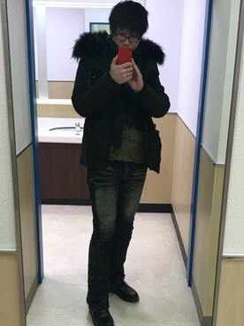 「Buffalo Bobs（バッファローボブズ）のアイテム（ダウンジャケット/コート）」を使った、Yuhさん（メンズ・183cm）の冬コーディネート