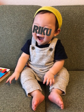 「SHIPS KIDS（シップスキッズ）のアイテム（オールインワン・サロペット）」を使った、Rikuさん（キッズ・70cm）の秋コーディネート