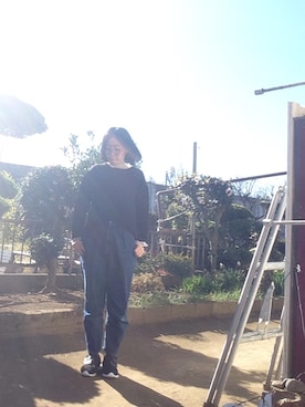 「ボアスニーカー」｜NANAEさん（レディース・155cm）の冬コーディネート