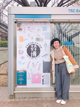 「studio CLIP（スタディオクリップ）のアイテム（ムートンコート）」を使った、NANAEさん（レディース・155cm）の冬コーディネート