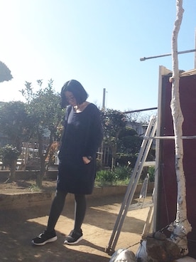 「ボアスニーカー」｜NANAEさん（レディース・155cm）の冬コーディネート