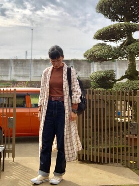 「黒リュック」｜「アイテム（アナログ腕時計）」を使った、NANAEさん（レディース・155cm）の秋コーディネート