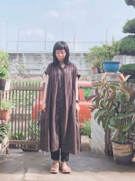 「美容室」｜「アイテム（ワンピース）」を使った、NANAEさん（レディース・155cm）の夏コーディネート