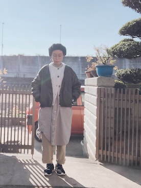 「ボアスニーカー」｜NANAEさん（レディース・155cm）の冬コーディネート