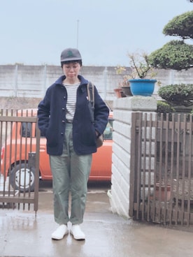 「salut!（サリュ!）のアイテム（帽子）」を使った、NANAEさん（レディース・155cm）の冬コーディネート