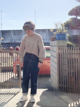 「NASA（ナサ）のアイテム」を使った、NANAEさん（レディース・155cm）の冬コーディネート