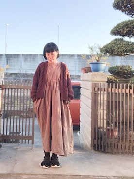 「ボアスニーカー」｜NANAEさん（レディース・155cm）の冬コーディネート