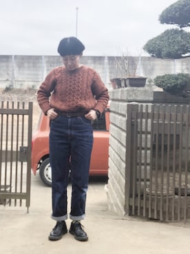 「ケーブルニット」｜「アイテム（アナログ腕時計）」を使った、NANAEさん（レディース・155cm）の冬コーディネート
