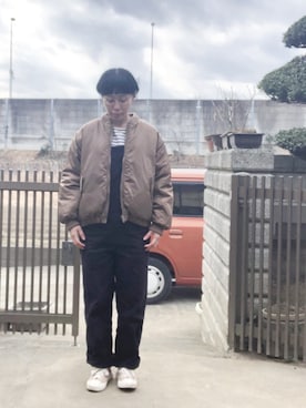 「昨日のコーデ」｜「アイテム（オールインワン・サロペット）」を使った、NANAEさん（レディース・155cm）の冬コーディネート