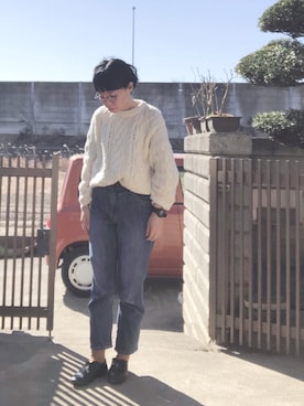 「強風」｜NANAEさん（レディース・155cm）の冬コーディネート
