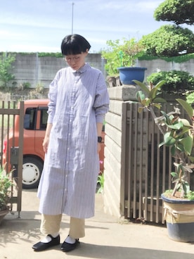 「G-SHOCK」｜「アイテム（ワンピース/ドレス）」を使った、NANAEさん（レディース・155cm）の春コーディネート