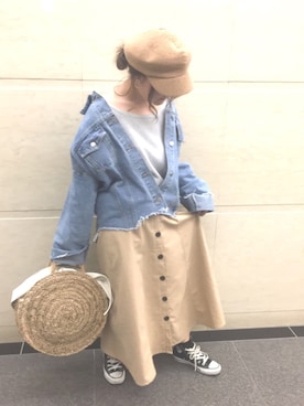 「アイテム（キャスケット）」を使った、maaao！さん（レディース・151cm）の春コーディネート